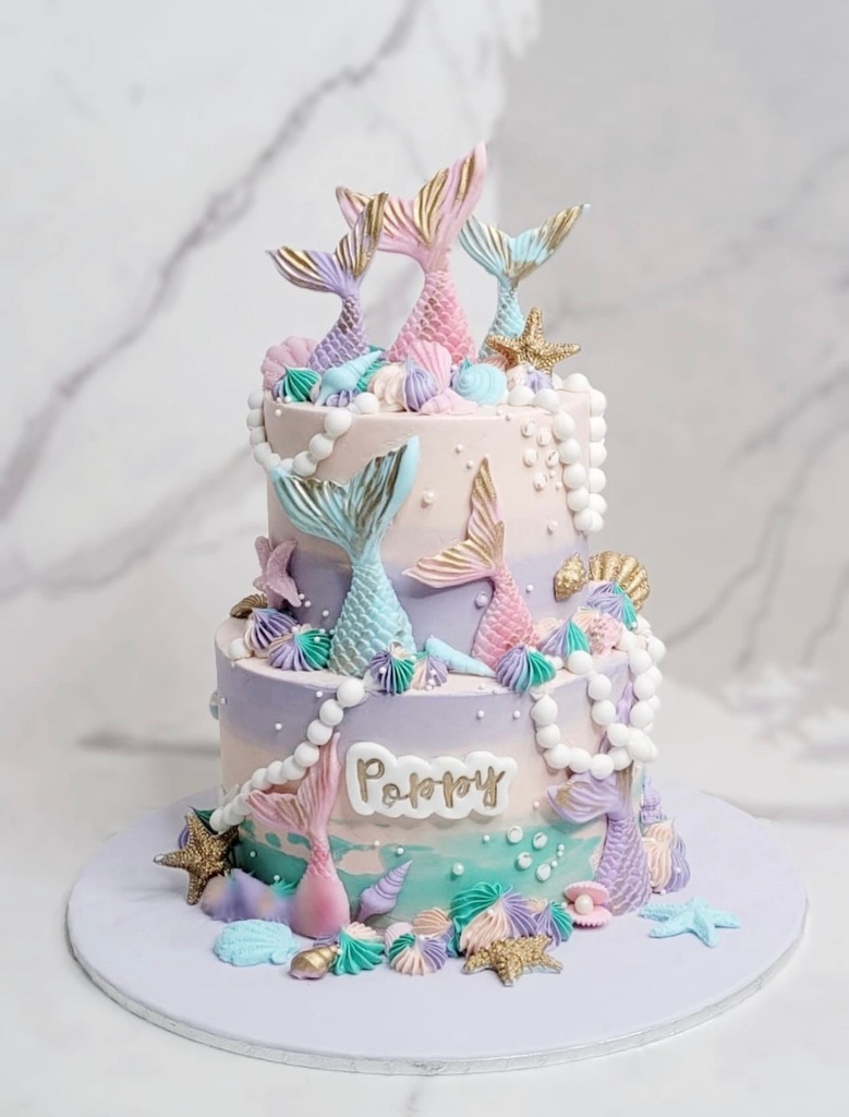 雙層魚尾蛋糕 (6”+8”建議24人以下)