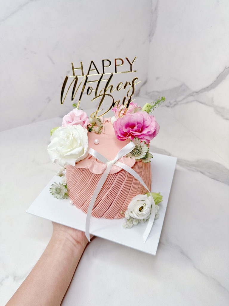 5”粉紅花籃 （可轉happy birthday ） (鮮果忌廉)