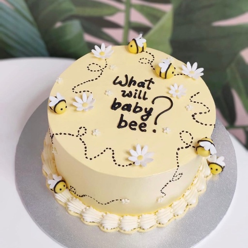 寶寶性別揭曉蛋糕 (蜜蜂款式）￼ (6吋 （建議8人內） / 粉藍色)