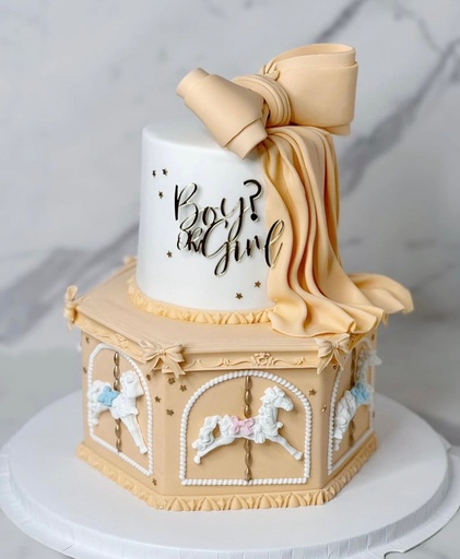 木馬性別揭曉蛋糕￼ (5吋+7吋 / 粉藍色)