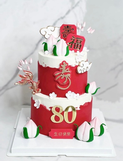 雙層大壽蛋糕 (6”+8”建議24人以下)