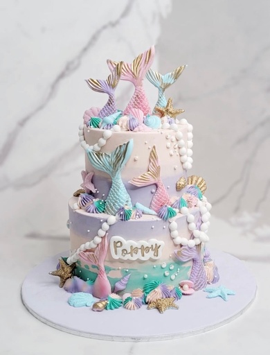 雙層魚尾蛋糕 (6”+8”建議24人以下)